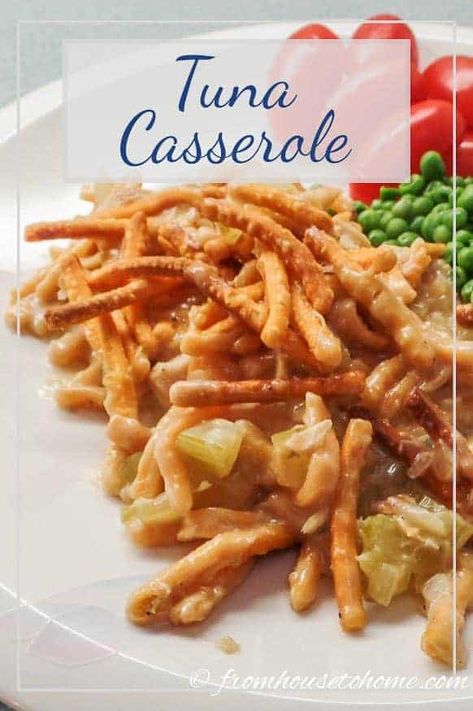 Tuna Casserole With Chow Mein Noodles Tuna Casserole Recipes, Easy Family Dinner, Tuna Noodle Casserole, Chow Mein Noodles, Jello Shot, Tuna Casserole, Cream Of Mushroom Soup, Fruit Salsa, Easy Comfort Food