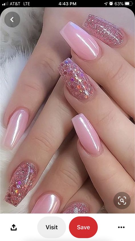 Silver And Pink Nails, White Sparkle Nails, Pink Sparkle Nails, Pink Sparkly Nails, Almond Nails Pink, Taylor Swift Nails, Dark Pink Nails, Pink Nail Art Designs, Baby Pink Nails