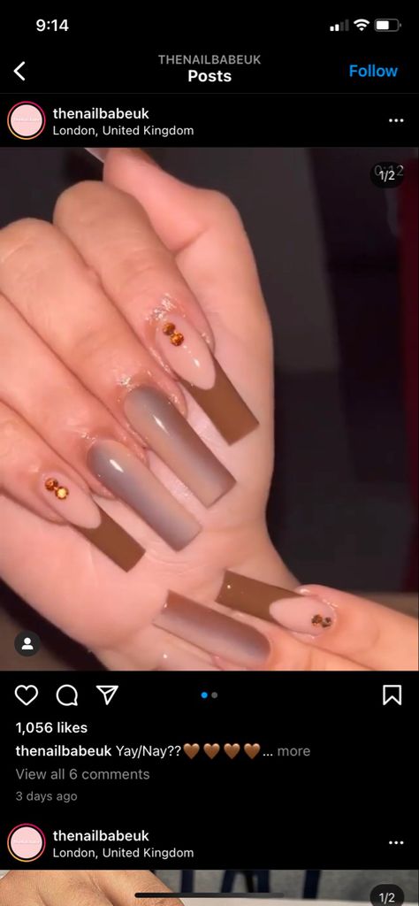 Light Brown Ombre Nails, Auburn Brunette Hair, Chocolate Chrome Nails, Nails Colors Winter, Chrome Nails Fall, Brown Ombre Nails, Fall Western Nails, Chocolate Chrome, November Nails Colors