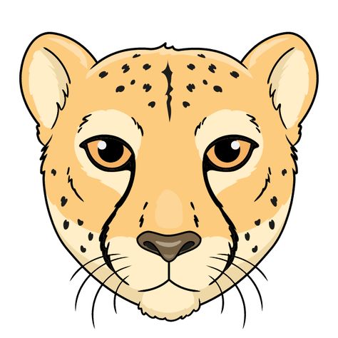 Cheetah Rock Painting, Simple Cheetah Drawing, How To Draw A Cheetah, Cheetah Face Drawing, Cheetah Drawing Easy, Animal Face Drawing, Draw A Cheetah, Cheetah Face Paint, Cheetah Cartoon