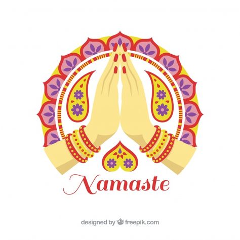 Namaste greeting decorative background F... | Free Vector #Freepik #freevector #background Blessed Morning Quotes, Sweet Box Design, Health Symbol, Beautiful Morning Quotes, Indian Flowers, Durga Images, Floral Wallpaper Phone, Raster Image, Meditation Art