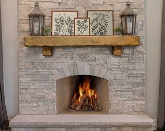 Mantel With Corbels, Rustic Farmhouse Fireplace, Rustic Fireplace Mantel, Fireplace Styling, Stone Fireplace Designs, Farmhouse Fireplace Decor, Craft Shelves, Rustic Fireplace Mantels, Rustic Fireplace