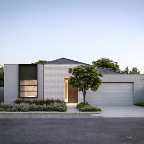 75 Beautiful Contemporary Brick Exterior Ideas & Designs - June 2022 | Houzz AU White Brick Facade House, Contemporary Brick House Exterior, Modern White Brick House, Brick Exterior Ideas, Exterior Brick Makeover, Feature Tree, White Exterior Houses, Brick Siding, House Cladding