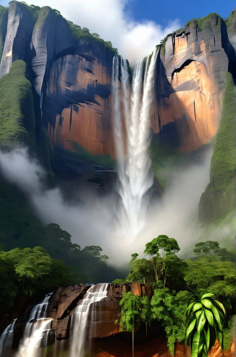 Witness the majesty of Angel Falls in this stunning 3D render. From the canyon's depths to the summit's peak, this ultra HD visualization captures every detail of the world's highest uninterrupted waterfall. Discover the mystical hot springs and verdant cliffs in this awe-inspiring vista. #AngelFalls #Venezuela Venezuela Waterfall, Angel Falls, Rock Formations, 3d Render, Fallen Angel, Ultra Hd, Nature Travel, Awe Inspiring, Hot Springs