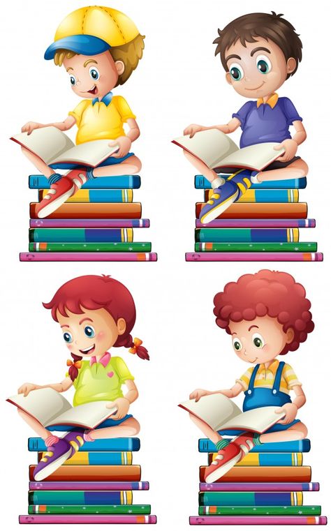 Reading Books Illustration, Books Education, School Border, Books Illustration, Girl Reading Book, Classroom Board, School Murals, Scrapbook Clipart, School Clipart