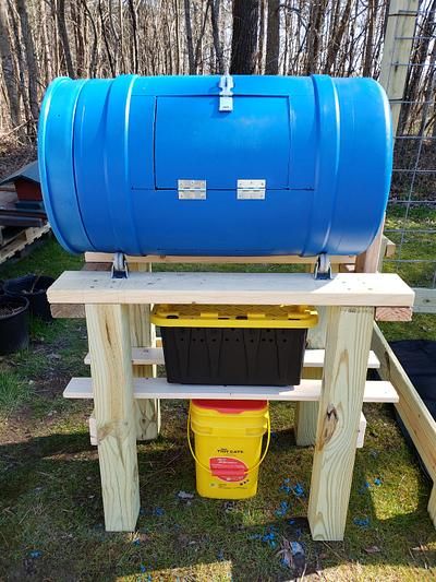 Rotating Composting Barrel Compost Barrel, Homesteading Diy, Ruby On Rails, Composting, Toilet Paper Roll, Egg Shells, Rivets, Green And Brown, Barrel