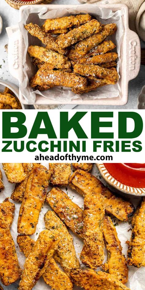 Fried Zuchini Baking Recipes Oven, Baked Summer Squash, College Diet, Baked Zucchini Fries, Soft Foods Diet, Zucchini Recipes Healthy, Veggie Fries, Thyme Recipes, Baked Zucchini