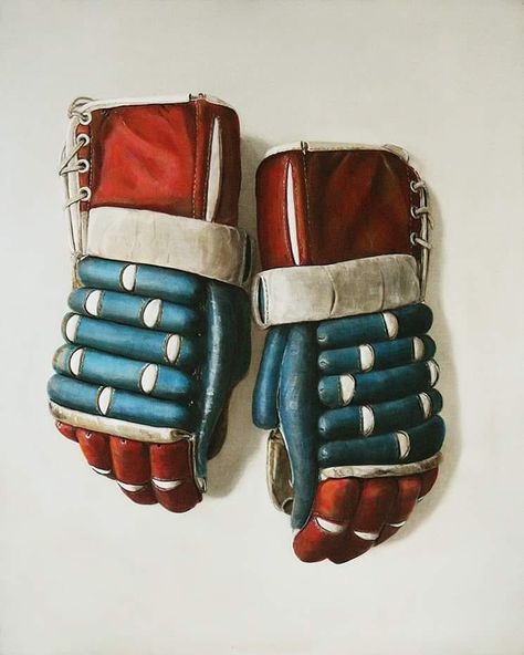 Hockey Gloves by Holly Farrell Hockey Gloves, Antique Market, Old School, Hockey, Gloves, Sports, Quick Saves, Art, Ice Hockey