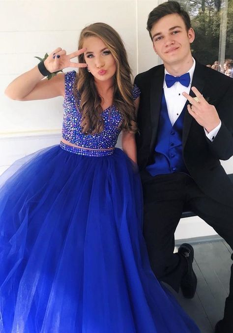 Blue Prom Dress Couple, Blue Prom Couple, Prom Dress Couple, Prom 2k23, Royal Blue Ball Gown, Navy Blue Prom Dress, Navy Blue Prom, Blue Tulle Skirt, Matric Farewell