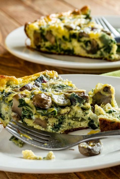 Ina Garten Crustless Quiche Air Fryer Spinach, Puree Soup Recipes, Spinach Feta Frittata, Spinach Mushroom Frittata, Spinach Frittata Recipes, Slow Cooker Lemon Chicken, Healthy Breakfast Dishes, Feta Frittata, Mushroom Frittata