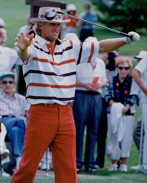 Greg Norman prepares for a shot in the 1984 Canadian Open at Glen Abbey Golf Course, which he won by 2 strokes over Jack Nicklaus Golf Fits, Retro Golf, Golf Style, Classic Golf, Jack Nicklaus, Vintage Golf, Body Posture, Greg Norman, Golf Fashion