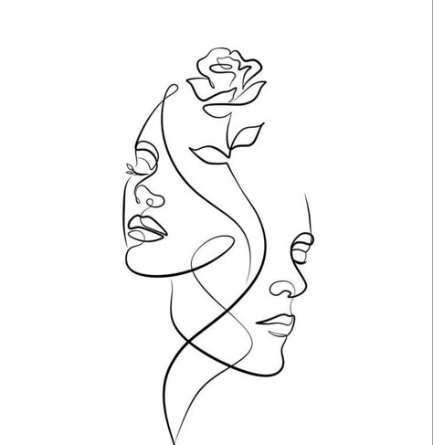 Face Line Drawing, Cool Pencil Drawings, Art And Painting, One Line Art, Line Art Tattoos, Line Art Design, Abstract Line Art, Line Drawings, Diy Art Painting