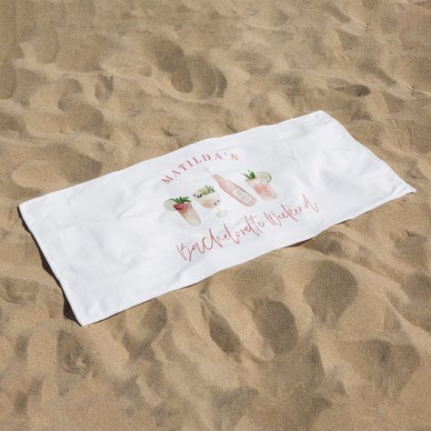 Pink girly modern drinks bachelorette weekend beach towel - Beach Towels Bachelorette Crafts, Pink Beach Towel, Bachelorette Party Supplies, Zazzle Wedding, Grass Wedding, Wedding Banner, Bachelorette Weekend, Anniversary Quotes, Party Design