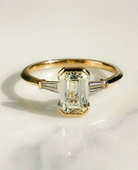 Wedding rings emerald cut