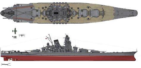 Yamato-class battleship Blueprint - Download free blueprint for 3D modeling Yamato Class Battleship, Yamato Battleship, Imperial Japanese Navy, Naval History, Pearl Harbor, Navy Ships, Aircraft Carrier, Military Art, Model Ships