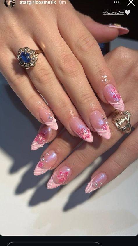 Noods Idea, Shiny Nails Designs, Manikur Kuku, Wow Nails, Girly Acrylic Nails, Summery Nails, Pretty Gel Nails, Almond Nails Designs, Nagel Inspo