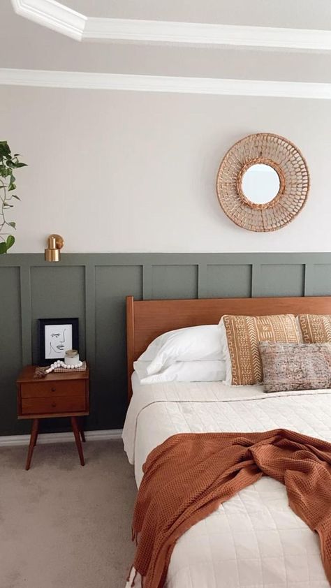 Scandi Bedroom Decor, Scandi Bedroom, Living Room Green, Board And Batten, Bedroom Green, Master Bedrooms Decor, Modern Bohemian, Boho Bedroom, Home Decor Bedroom