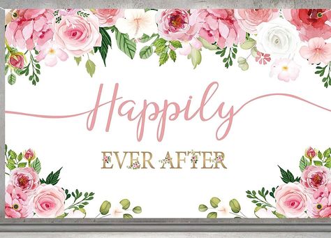 Bridal shower banner- 6x4ft. "Happily Ever After" Pink Floral Banner - Backdrop - Bridal Shower Sign - Wedding- Engagement Bachelorette Party- Decorations #bridal #shower #bridalshower #wedding #party #banner #bridalshowerdecorations #decorations #bridetobe #engagement #bachelorette #floral #affiliate https://amzn.to/3OTP3Aa Bridal Shower Banner, Floral Banners, Bridal Shower Signs, Shower Sign, Bachelorette Party Decorations, Sign Wedding, Bridal Shower Decorations, Banner Backdrop, Party Banner