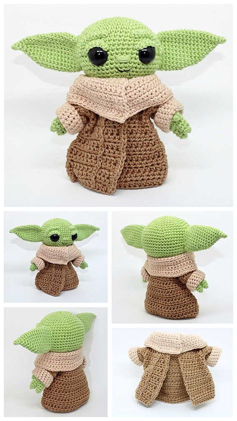 Crochet Baby Yoda, Baby Yoda Amigurumi, Yoda Crochet, Star Wars Crochet, Crochet Toys Free, Crochet Baby Toys, Mini Crochet, Crochet Animals Free Patterns, Crochet Design Pattern