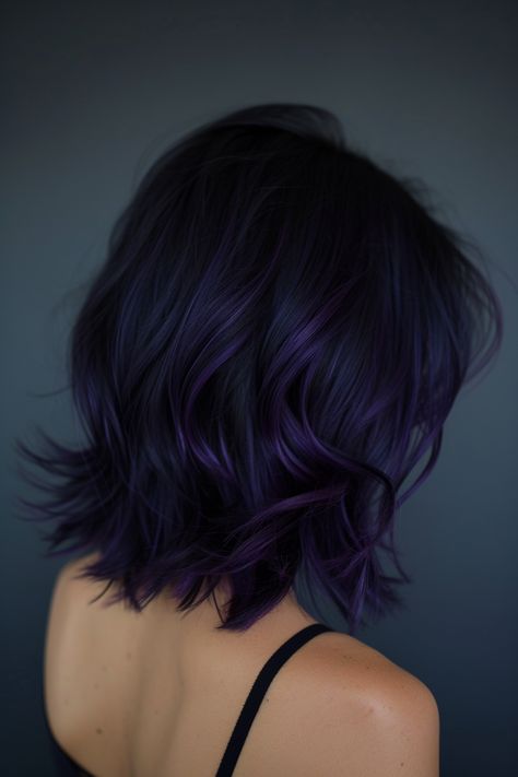 42+ Stunning Midnight Purple Hair Ideas Dark Blue Purple Hair, Midnight Purple Hair, Violet Black Hair, Purple Hair Ideas, Midnight Hair, Balayage Long Hair, Hair Styles Ideas, Midnight Purple, Dark Purple Hair