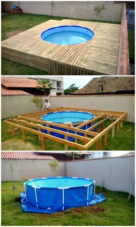 Piscina Pallet, Wood Lanterns, Rustic Wood Lanterns, Swimming Pool Decks, Diy Swimming Pool, Above Ground Pool Landscaping, Budget Patio, Diy Pool, Patio Designs