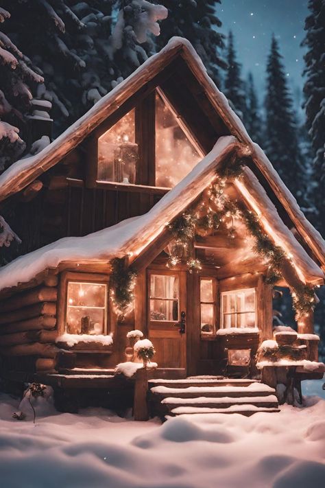 Cozy Winter Cabin Exterior, Bloxburg Winter Cabins, Bloxburg Exterior Christmas, Cozy Winter House Exterior, Winter Bungalow, Christmas Cabin Exterior, Winter Cabin Exterior, Small Winter Cabin, Bloxburg Winter Cabin