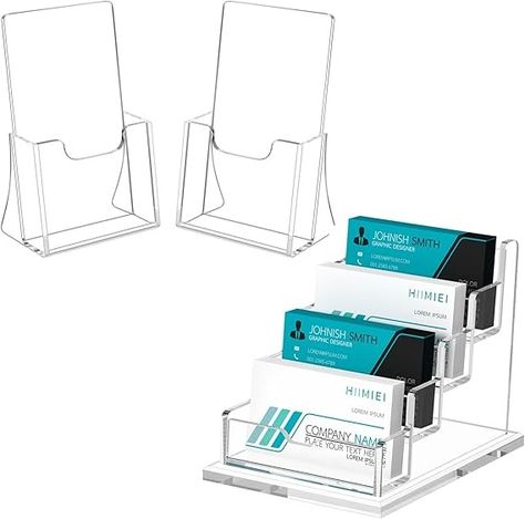 Amazon.com : HIIMIEI 2 Pack 4 inch Wide Acrylic Brochure Holders+4 Slot 4 Tier Business Card Holder for Desk : Office Products Brochure Holders, Desk Office, Business Card Holder, Business Card Holders, Office Products, 2 Pack, Business Card, Business Cards, 4 Inch