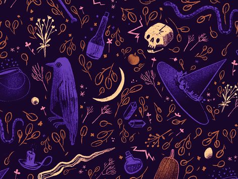 Witch Wallpaper, Witchy Wallpaper, Witch Cat, Witch Aesthetic, Plant Pattern, Witchy Vibes, Candle Magic, Halloween Patterns, Laptop Wallpaper