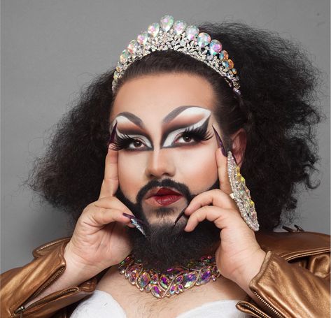 How to Wear Makeup with a Beard — Qwear Fashion Drag King Makeup, Beard Makeup, Types Of Facial Hair, Glitter Beards, How To Wear Makeup, Beard Shapes, Drag Queen Makeup, Drag King, Makeup For Hazel Eyes