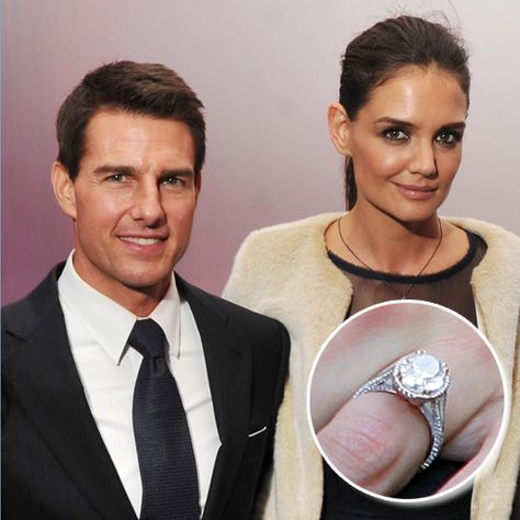 Tom Cruise and Katie Holmes Celebrity Engagement Ring, Famous Engagement Rings, Celebrity Wedding Rings, Cocktail Ring Designs, Engagement Ring Trends, Celebrity Rings, Hunter King, Fred Leighton, Celebrity Jewelry