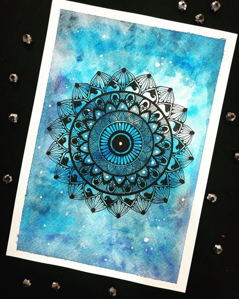 Watercolour galaxy illustration fused with mandala art. Watercolour Mandala Art, Watercolour Mandala, Watercolour Galaxy, Galaxy Mandala, Galaxy Illustration, Mandala Moon, Lovely Paintings, Mandala Illustration, Mandala Inspiration