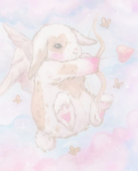 Aesthetic Bunny Pfp, Sky Clouds Wallpaper, Cupid Drawing, Lily Rose Depp Chanel, Aesthetic Bunny, Aesthetic Hearts, Bunny Poster, Kitten Drawing, Love Sky