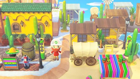 Animal crossing new horizons Acnh Mexican Restaurant, Animal Crossing Mexican Design, Restaurant Acnh, Acnh Tropical, Build Inspiration, Diy Projects Gifts, Acnh Codes, Acnh Ideas, Acnh Inspo