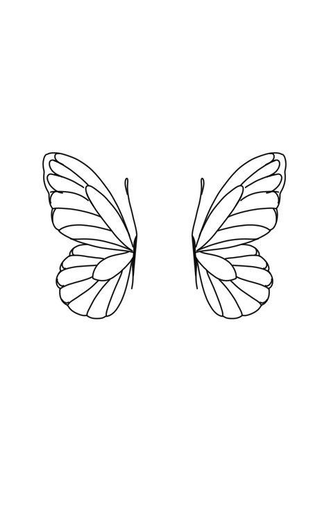 Butterfly Wing Line Art, Finger Tattoo Stencil, Butterfly Finger Tattoo, Wings Stencil, Side Butterfly, Butterfly Wing Tattoo, Winged Stencil, Simple Butterfly, Wing Tattoo