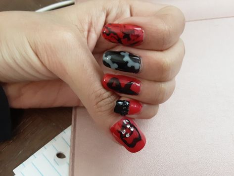 Bnha nails. Kirishima Eijirou Kirishima Nails, Anime Nails, Kirishima Eijirou, Cute Acrylic Nail Designs, Nail Decorations, Acrylic Nail Designs, Cute Acrylic Nails, Maquillaje De Ojos, Nail Inspo