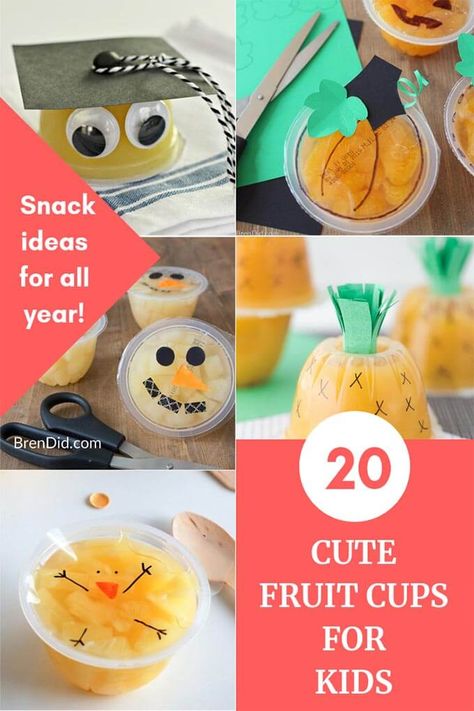 Decorate fruit cups for an adorable & healthy snack for kids. Perfect for school parties and school lunches. Fruit Cups for Kids. Easy classroom party idea. Kids party. #classroomparty #holidayparty #healthysnack #snacksforkids #easter #valentinesday #halloween #thanksgiving #christmas #birthday via @brendidblog Fruit Cups For Party, Decorate Fruit, Class Snacks, Healthy Snack For Kids, Classroom Snacks, Texas Chili, Snack For Kids, Easter Lunch, Preschool Snacks