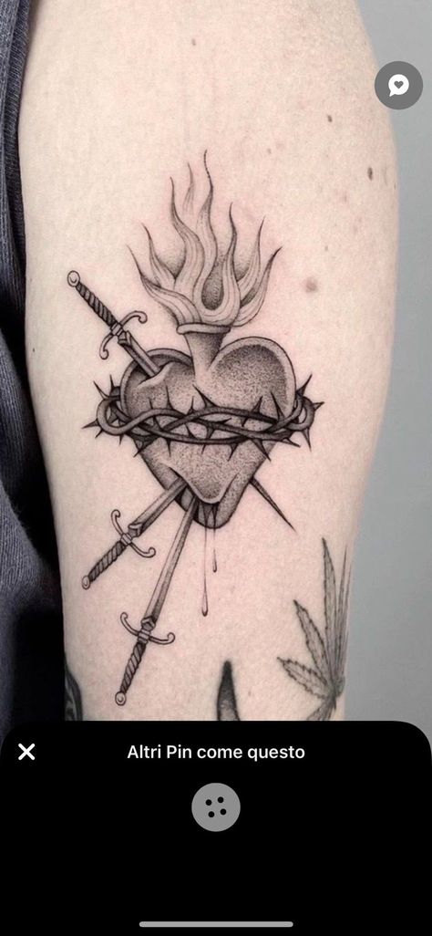 Heart Barbed Wire, Barbed Wire Tattoo, Sacred Heart Tattoo, Wire Tattoo, Catholic Tattoos, Barbed Wire Tattoos, Traditional Black Tattoo, Sacred Tattoo, Abstract Tattoo Ideas