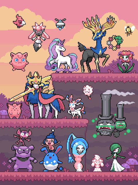 Fairy Type Pokemon, Pixel Art Pokemon, Pokemon Poster, Cool Pokemon Wallpapers, Oc Pokemon, Types Of Fairies, Pokemon Tattoo, 8bit Art, Pixel Art Games