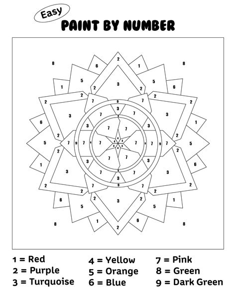 Paint By Number Printable Templates Easy, Free Paint By Number Printable, Paint By Number Printable Templates, Paint By Number Printable, Adult Color By Number, Number Printables, Number Book, Simple Paint, Color By Number Printable