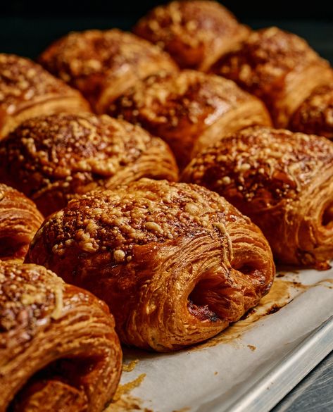 Can't change our mind: Everyday is savoury-croissant day. ⁠ .⁠ Inspired by the Pain Suisse, this pastry is filled with kimchi puree, gochujang ground beef, and fresh kimchi. Topped with crunchy gruyère.⁠ -⁠ #lunecroissant #lunemonthlymenu⁠ #croissant Savoury Croissant, Kimchi Beef, Make Croissants, Fresh Kimchi, Savory Pastry, Kimchi, Ground Beef, Pre Order, Pastry