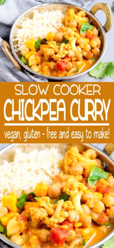 Slow Cooker Chickpea Curry, Slow Cooker Vegetable Curry, Curry Slow Cooker, Slow Cooker Curry Recipes, Slow Cooker Vegan, Cauliflower And Chickpea Curry, Vegetable Curry Recipes, Slow Cooker Curry, Vegan Chickpea Curry