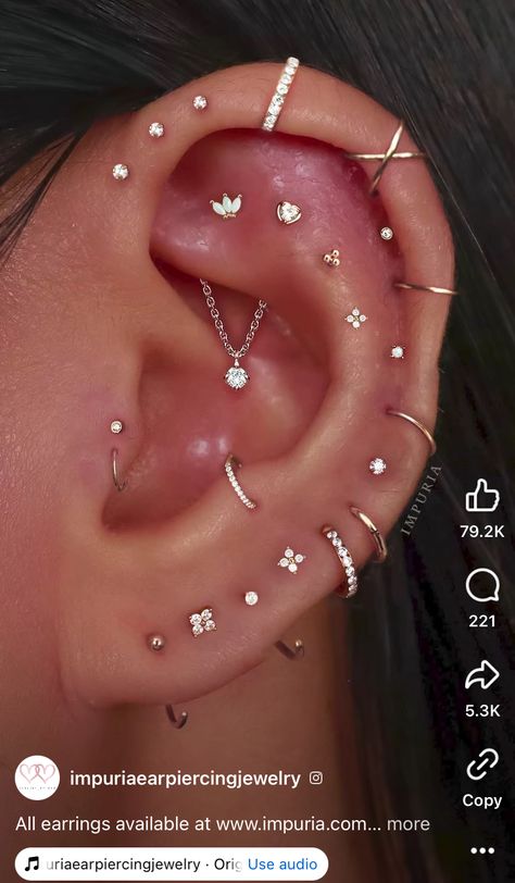 Helix Piercing Styling, Upper Helix Piercing Ideas, Ear Piercings Chart Placement, Inner Helix Piercing, Hidden Helix Piercing, Triple Helix, Ear Piercings Chart, Piercing Chart, Double Helix