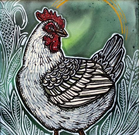 Good Morning Chicken, Artwork Portfolio, Chicken Painting, Duck Art, Chicken Art, Chickens And Roosters, Pet Chickens, Natural Wood Frames, Dark Wood