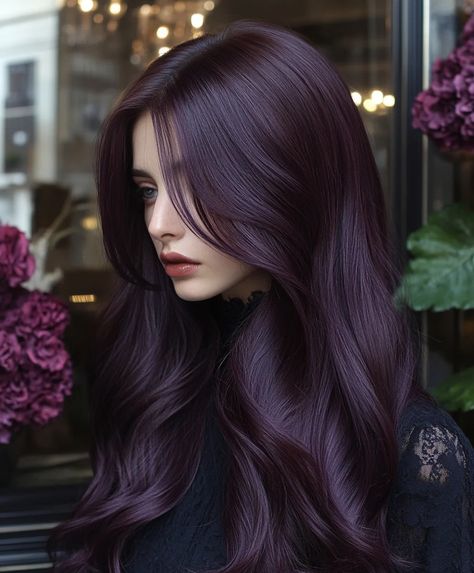 Top 51 Fall Hair Colors for Dark Hair: Bold & Beautiful Ideas - AskNaij Wine Purple Hair Color, Dark Brown Hair With Undertones, Nightshade Hair Color, Bleach Free Hair Color For Dark Hair, Dark Brown Hair With Violet Highlights, Burgundy Violet Hair, Dark Purple Color Combinations, Violet And Black Hair, Plum Hair With Highlights