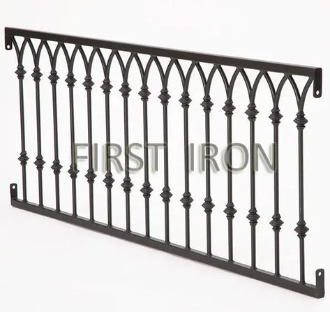 Faux Balcony, Wrought Iron Railing Exterior, Iron Balcony Railing, Balcony Railings, Wrought Iron Fence, Juliet Balcony, Iron Railings, Iron Staircase, Iron Stair Railing