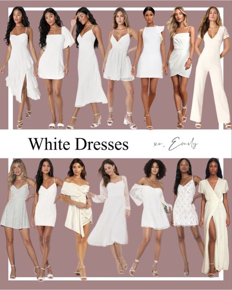 White dresses, white rompers, bridal shower dress, wedding rehersal dress, bride to be dresses, Engagement photo dress, lulus Follow my shop @emilymaexo_ on the @shop.LTK app to shop this post and get my exclusive app-only content! #liketkit #LTKwedding #LTKunder100 #LTKsalealert @shop.ltk https://liketk.it/4a4eT White Theme Party Outfit, Bride To Be Dresses, White Party Attire, Rehersal Dress, White Party Theme, Engagement Photo Dress, Photo Dress, Shower Dress, All White Party