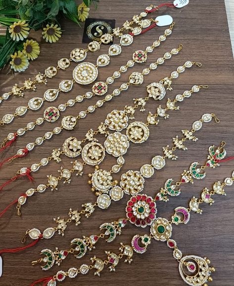 Mathapatti Designs, Sheesh Phool, Bridal Necklace Designs, Open Hairstyles, Indo Western Dress, Head Jewelry, Wedding Jewellery, Indian Wedding Dress, Peachy Pink