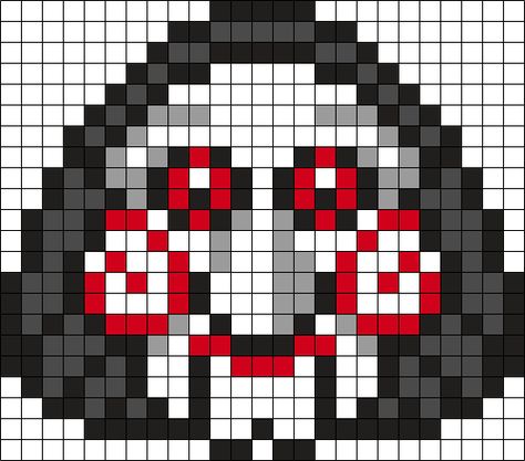 Jigsaw Perler Beads, Saw Perler Beads, Jigsaw Pixel Art, Chucky Pixel Art, Chucky Pattern, South Park Perler Bead Patterns, Rave Perler Pattern, Hammer Beads, Saw Jigsaw