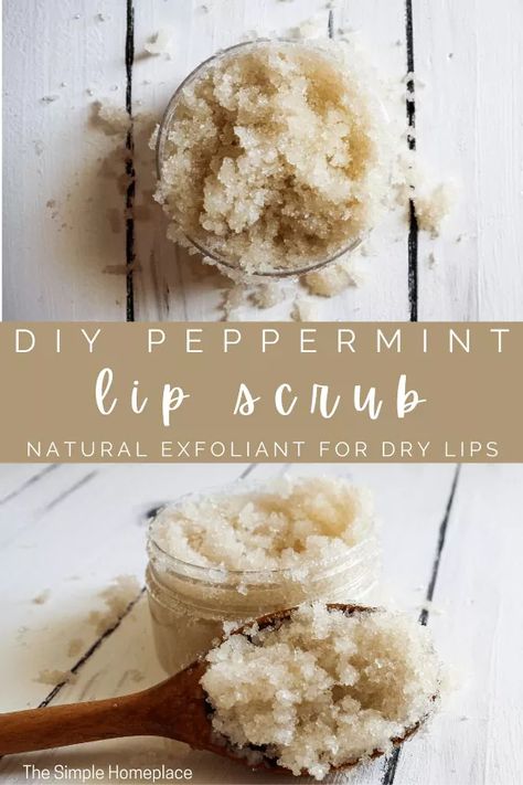 Peppermint Lip Scrub, Lip Scrub Recipe, Dry Cracked Lips, Exfoliating Lip Scrub, Lip Scrub Homemade, Lip Scrub Diy, Homemade Lip Balm, Sugar Scrub Recipe, Diy Body Scrub