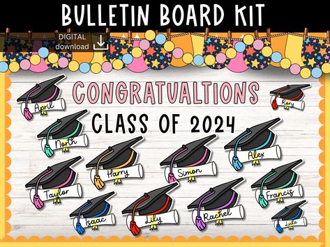 Graduation bulletin board | Class of 2024 Bulletin Board | end of the year bulletin board | memories bulletin board | graduation decor Memories Bulletin Board, Graduation Bulletin Board, Class Of 2024, Graduation Decorations, End Of The Year, Board Ideas, Bulletin Boards, Bulletin Board, Stationery Design